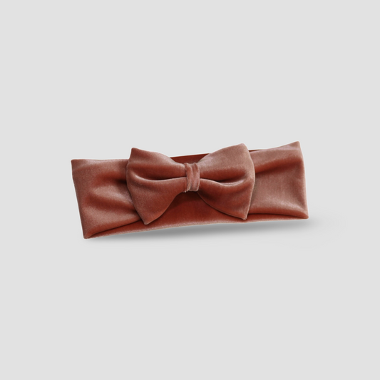 Velvet Bow Headband | Peach