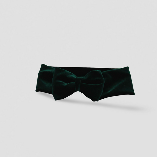 Velvet Bow Headband | Hunter Green